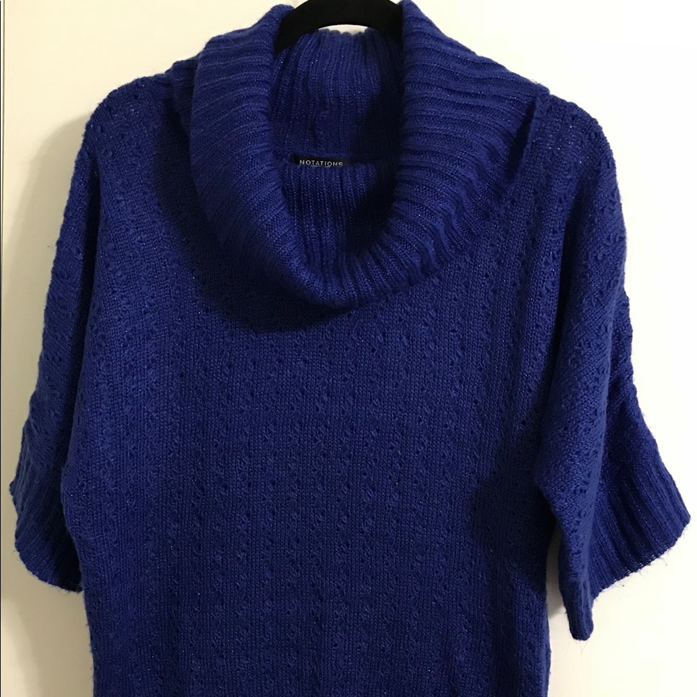 Sparkly blue turtleneck sweater